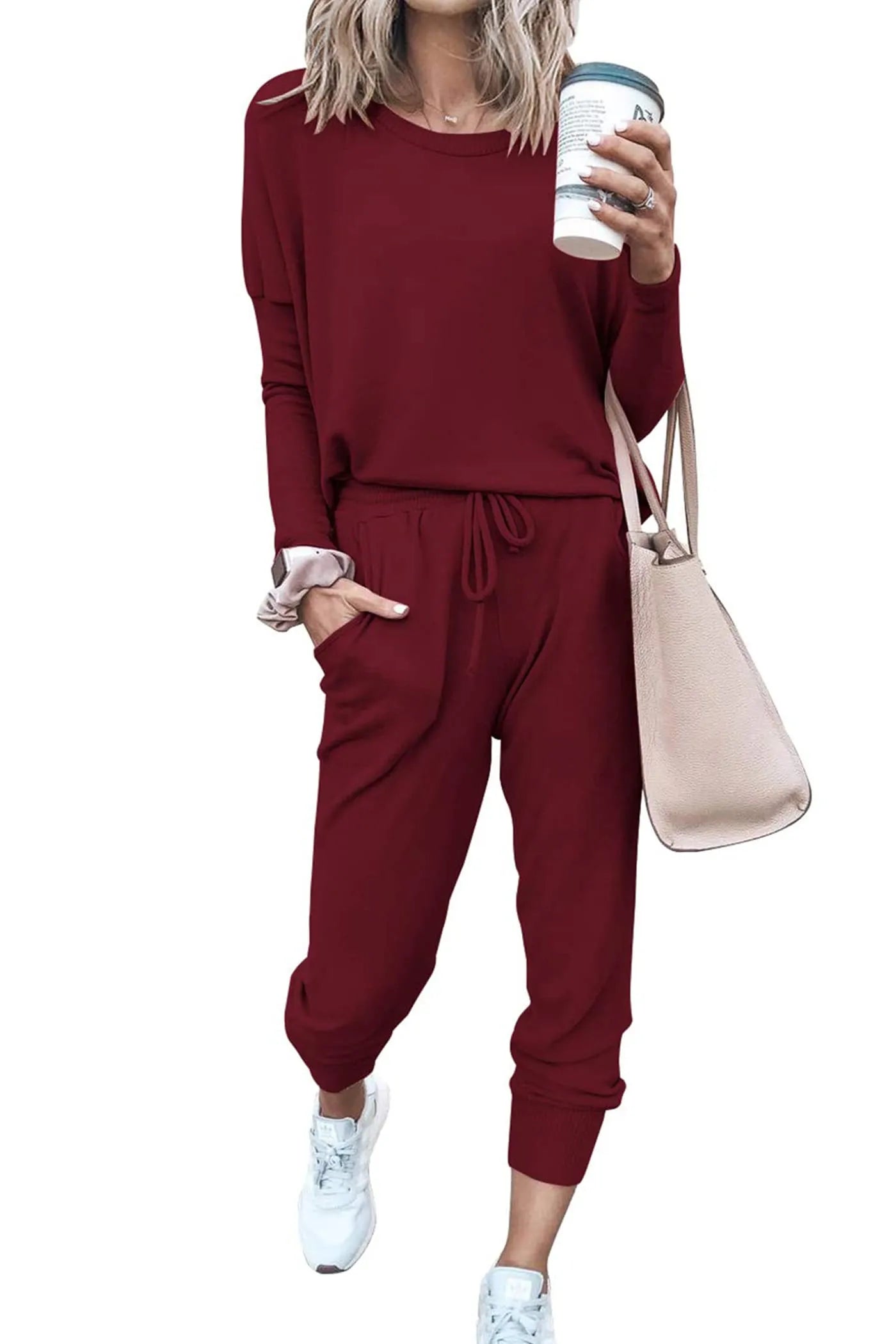 Vivian - Casual Fall Lounge Set med Crewneck Pullover og High-Waisted Bukser