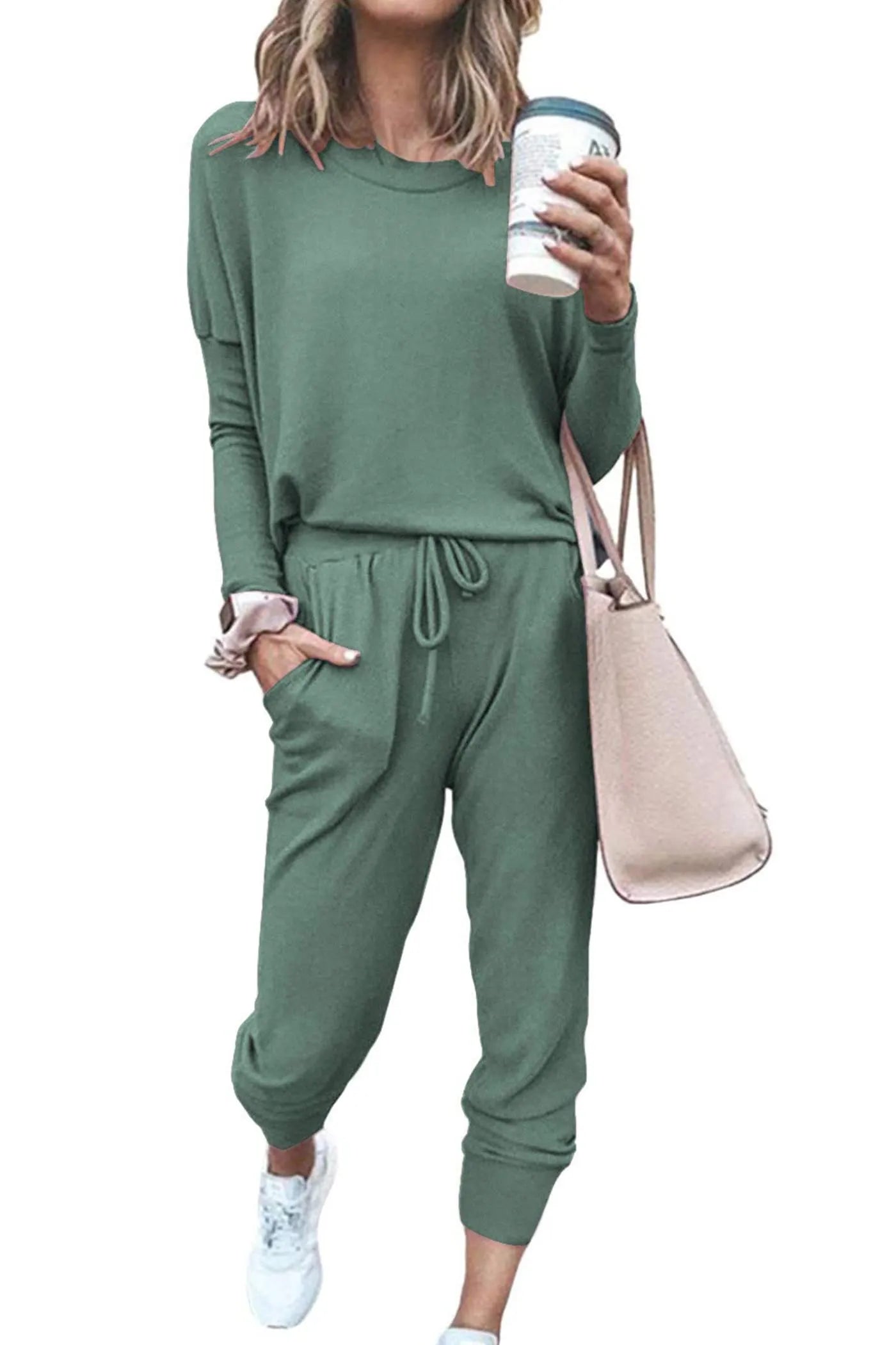 Vivian - Casual Fall Lounge Set med Crewneck Pullover og High-Waisted Bukser