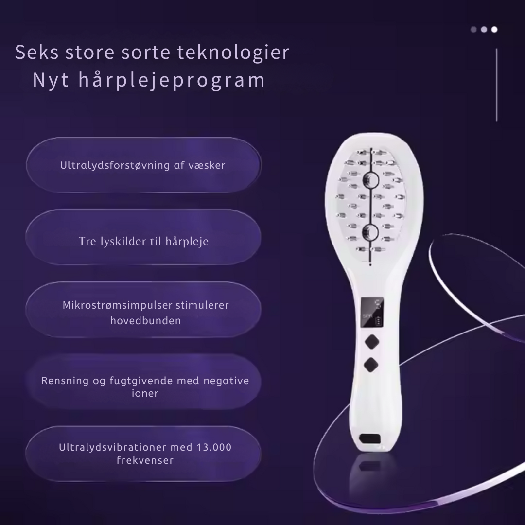 GlowHair - Ultrasonisk Hovedbundsmassager & Hydrerende Mistkam