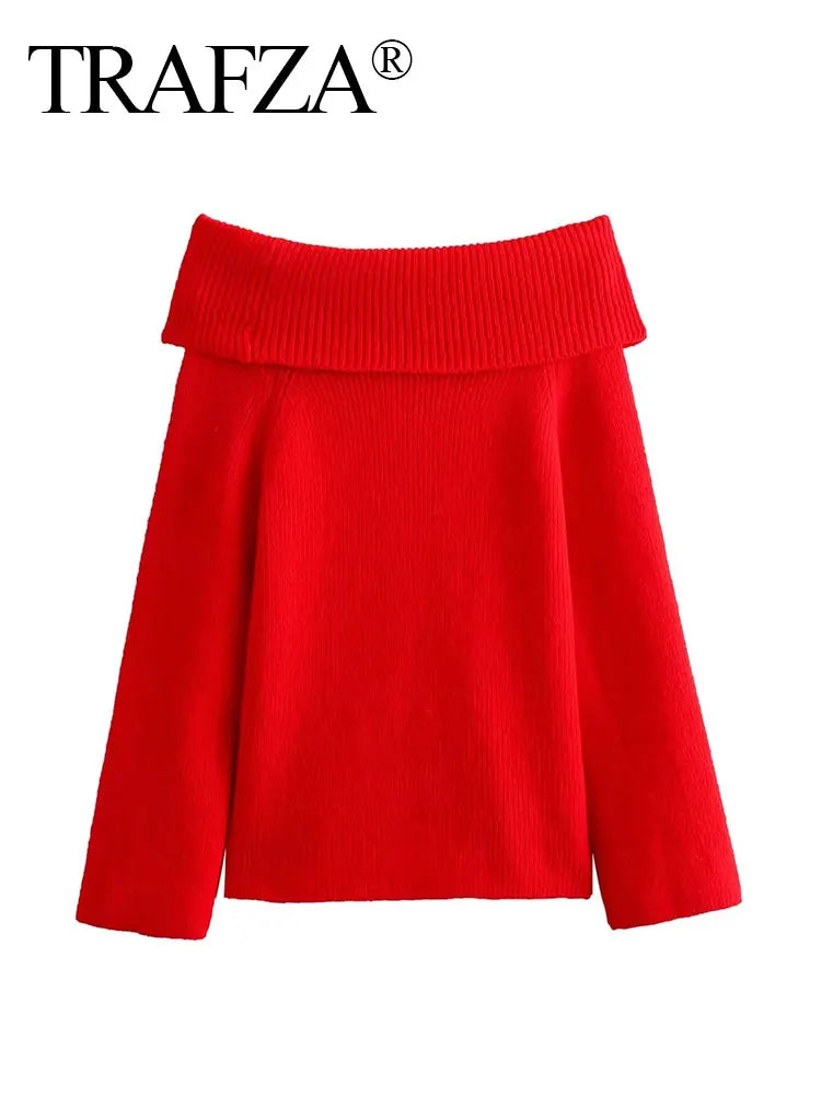 Kath - Trafza Off-Shoulder Ribbed Knit Sweater